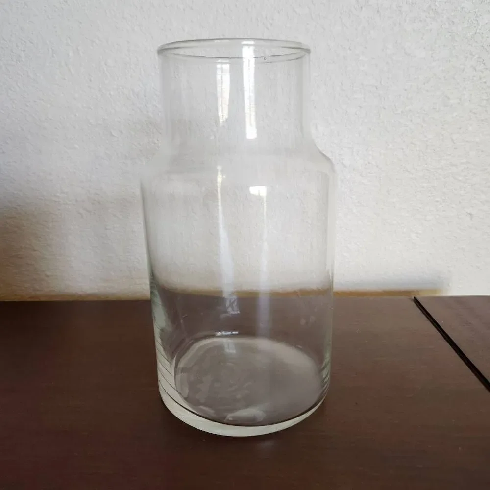 Clear glass fluted bottle farmhouse decor kitchen liquid food storage vase